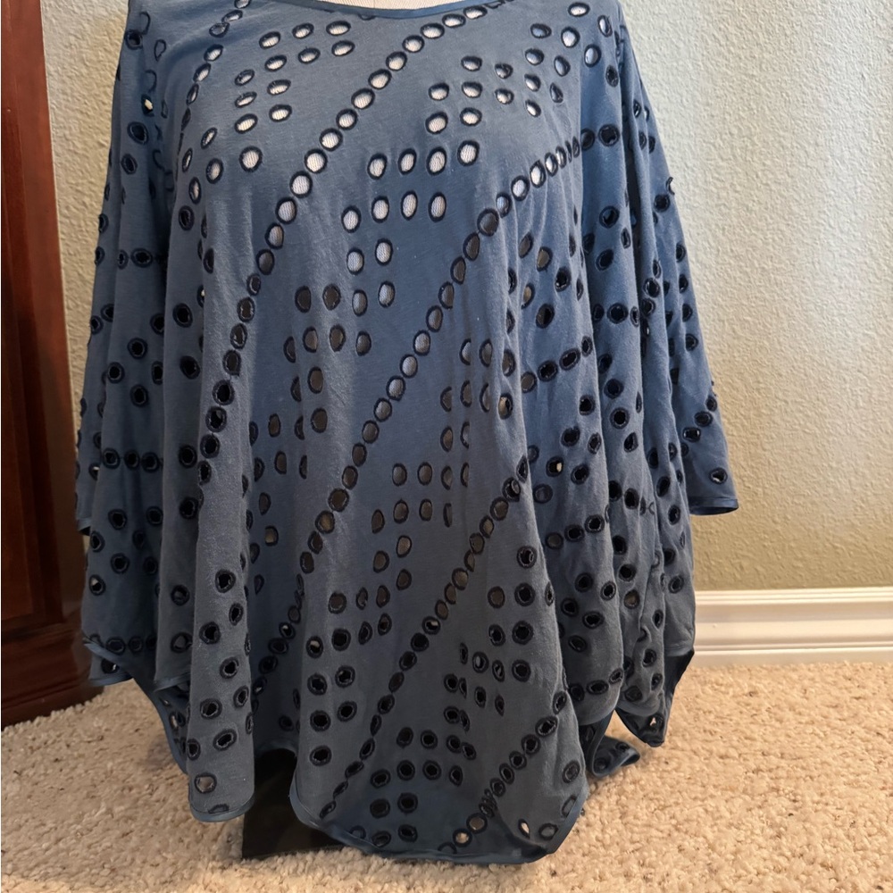 Free People Blue Patterned Top